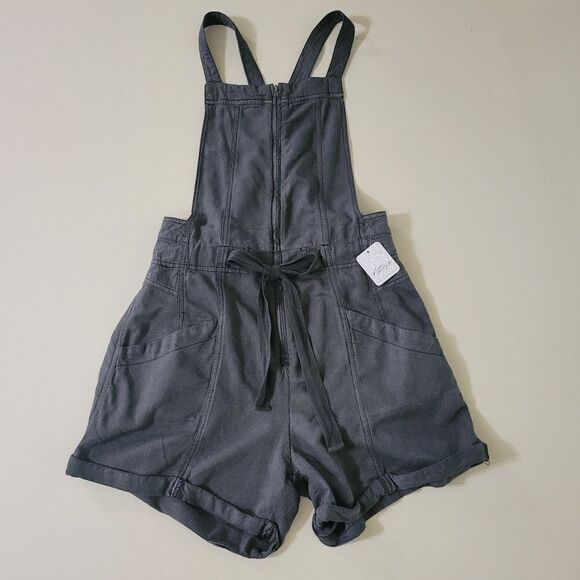 Free People Black Gray Overall Shortalls - Picture 6 of 16